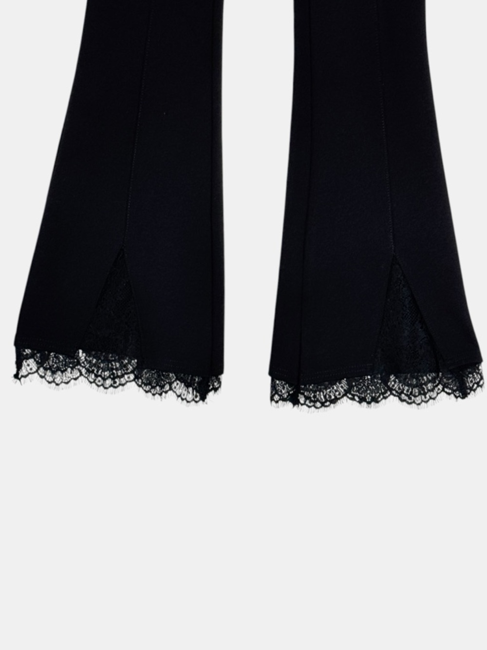 Slim Factor by Investments Black Flare Pants Lace Hem Stretch Pull-On Size S - Picture 3 of 12
